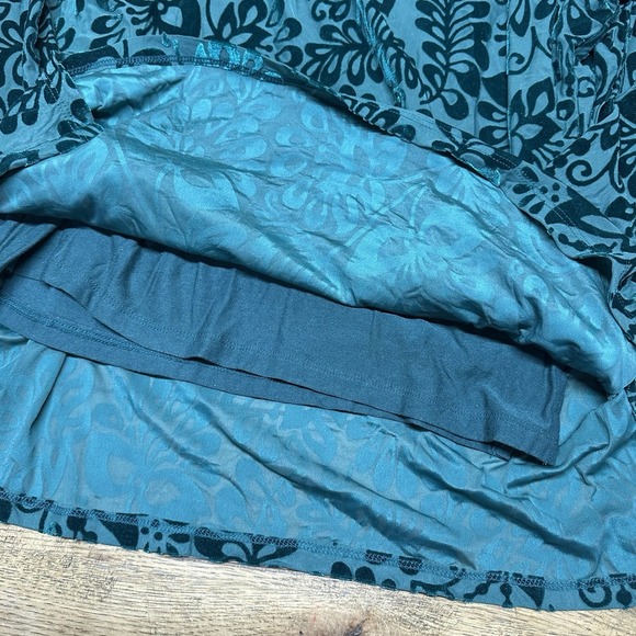 Soft Surroundings Walden Velvet Burnout Mock Neck Evergreen‎ Shirt Women's M $89 - Picture 6 of 10